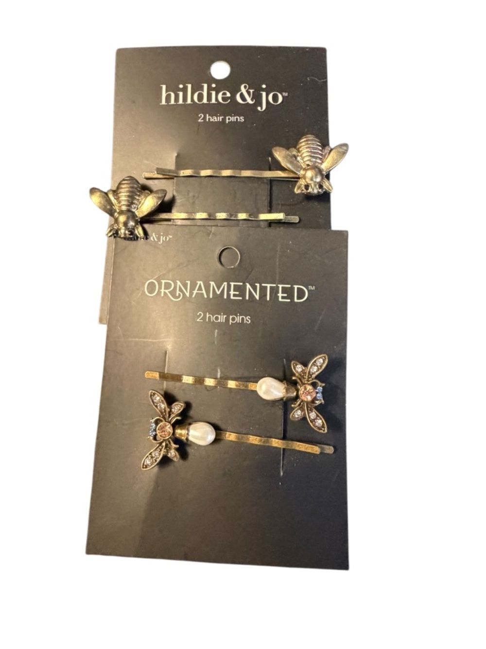 hildie & jo Ornamental Bee & Pearl Hair Pin Set - Gold Tone